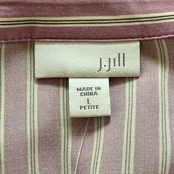 J. Jill Button Up Blouse Lavender Striped NWT Women’s L Petite - Picture 4 of 8